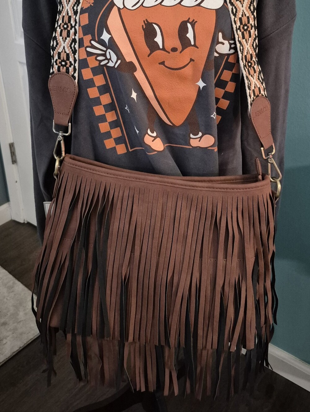 Fringe Crossbody Bag - Brown by Jen&co